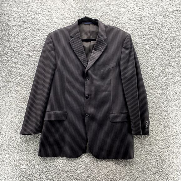 Burberry Jacket Sz 46R Gray Blue Pinstripe Wool Designer Coat Blazer Formal Mens - Picture 1 of 13